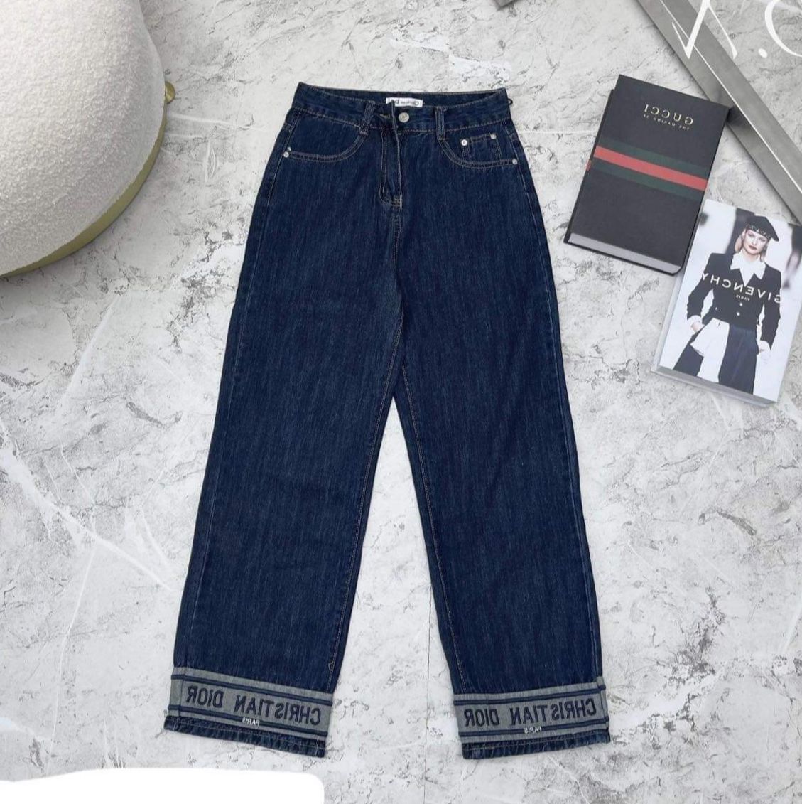 QUẦN ỐNG RỘNG ĐÌ O HOT TREND HÀN QUỐC VẢI DENIM TRƠN DÀI