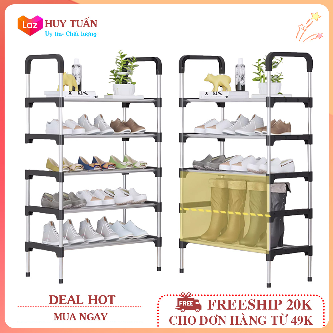 Kệ để giày dép 5 tầng khung inox có thể tháo rời, giá để giày inox 5 tầng,giầy dép,kệ để đồ,kệ sách,ke giay dep,đồ nội thất Giá để giày dép lắp ghép Huy Tuấn