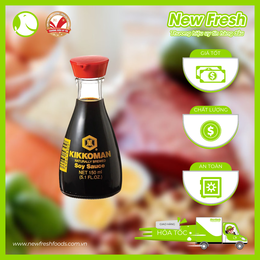 Nước tương nổi tiếng nhật bản kikkoman lên men tự nhiên chai 150ml
