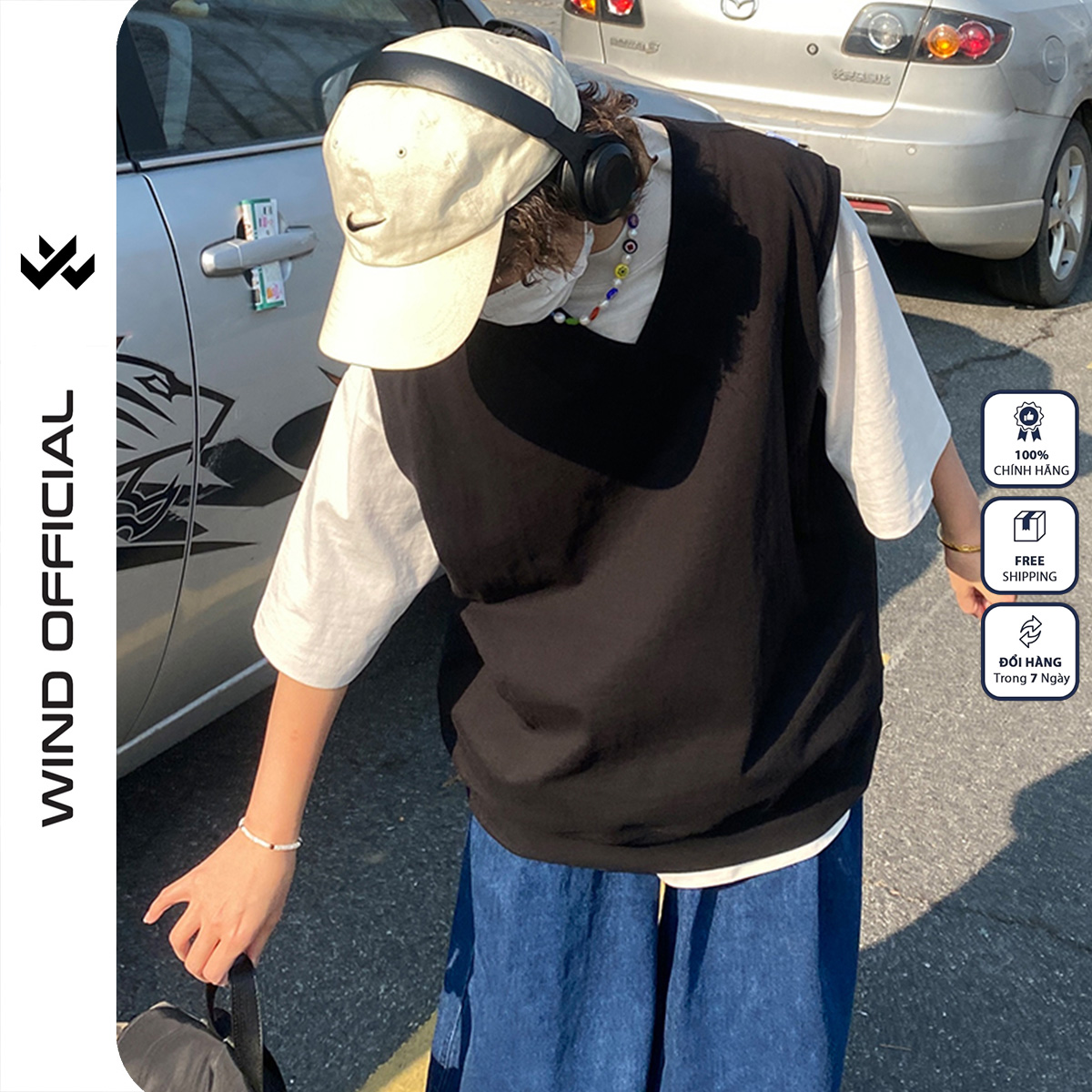 Áo gile nam nữ WIND form rộng Hàn Quốc Trơn thời trang nam nữ oversize ulzzang