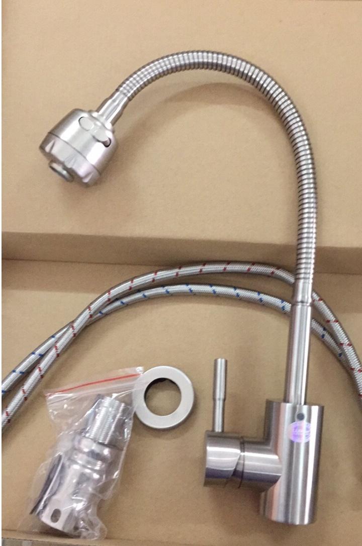 [HCM]VÒI RỬA CHÉNVÒI RỬA BÁT NÓNG LẠNH INOX 304 ỐNG LÒ XOĐẦU NƯỚC HAI CHẾ ĐỘ ( tặng kèm 2 dây nóng lạnh)