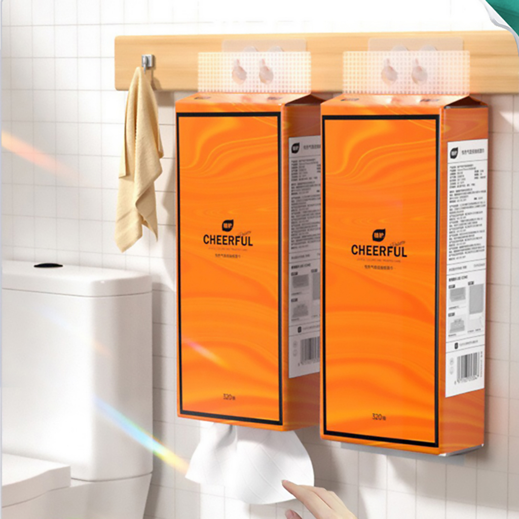 [Tặng 2 Móc Dán Tường] Túi Khăn Giấy Treo Tường 1 Túi Có 1280 Tờ Toilet Paper Nội Địa Trung Cao Cấp, Giấy 4 Lớp