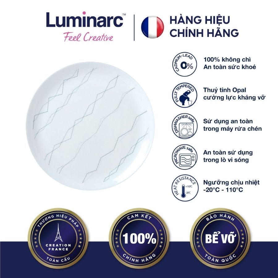 Bộ 6 đĩa thuỷ tinh luminarc diwali marble 27cm- ludip3764