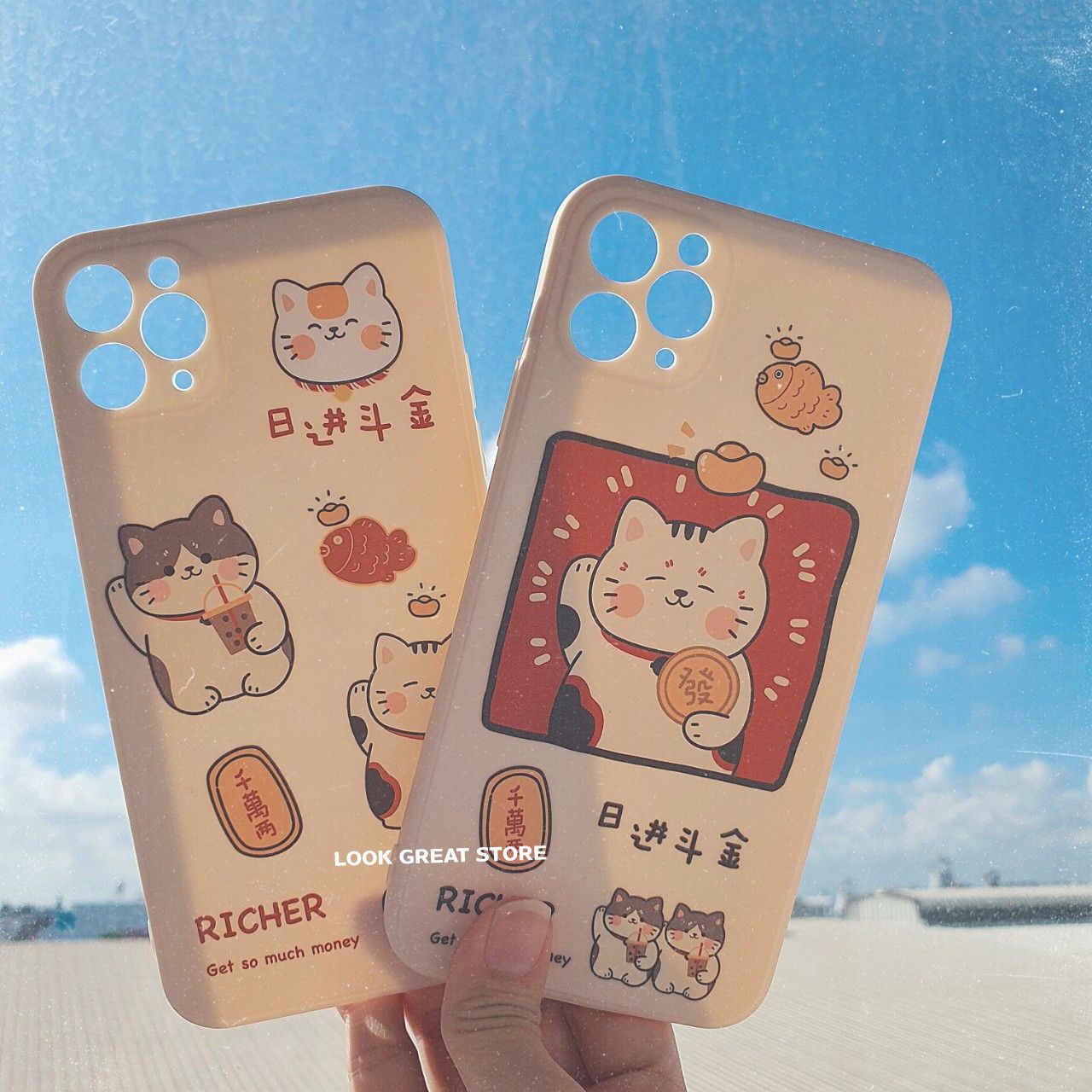 [Cửa tiệm Look Great] Look Great! Ốp lưng LUCKY CAT_E005_Ốp lưng iphone 7Plus, 8Plus, XS Max, 11, 11Pro Max, 12Pro Max