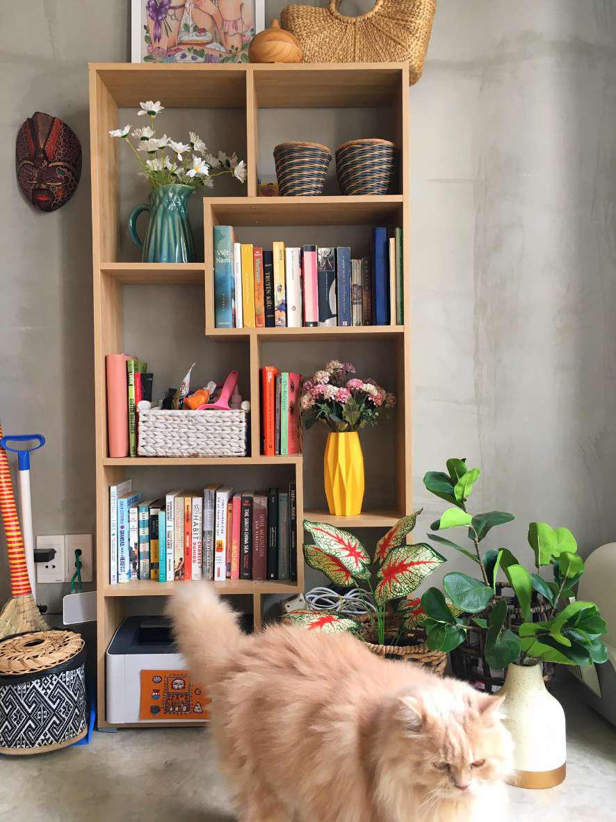 [HCM]Kệ sách gỗ để sàn đa tầng thông minh KS04