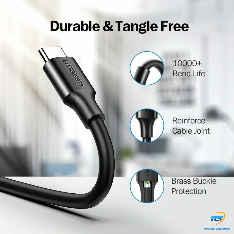 Cáp sạc nhanh USB 2.0 sang USB Type C dài 2M Ugreen 60118