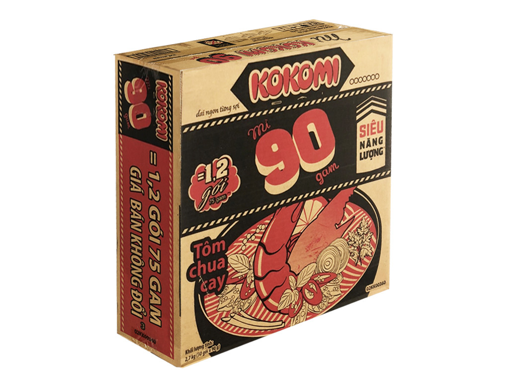 Thùng mì ăn liền Kokomi 90 tôm chua cay 90g