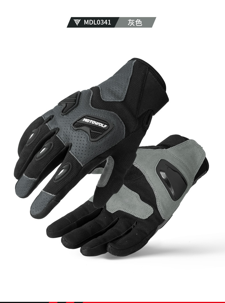 Găng tay da cừu chống nắng thoáng khí, chống rơi, có đệm tpr thoải mái chính hãng motowolf mdl 0341