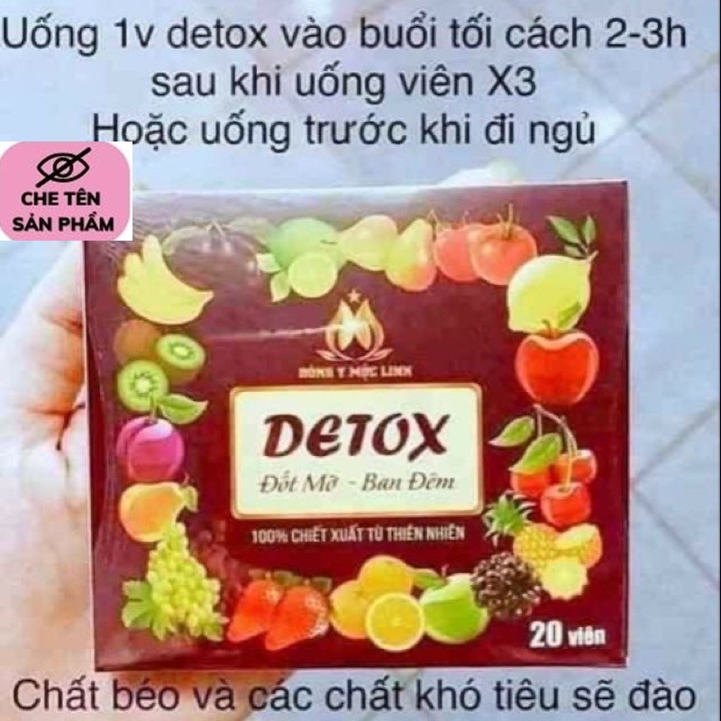 Detox Thải mỡ Ban đêm Đông y mộc linh hộp 15 viên