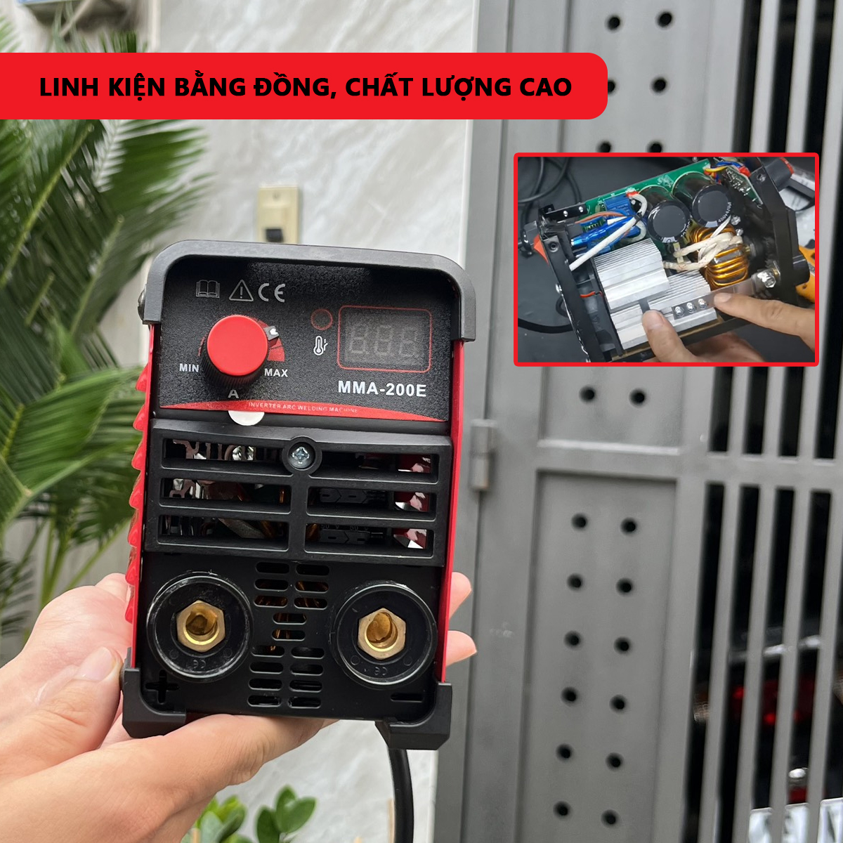 Máy hàn mini, máy hàn điện tử, hàn que PONEY 200A hàn kéo que 3.2 li đầy đủ bộ phụ kiện, bù hồ quang, hàn được que inox, công nghệ IGBT