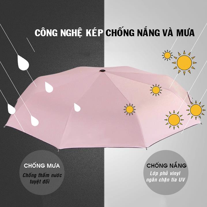 Ô, Dù Che Mưa, Che Nắng 10 Nan Tự Động Gấp Gọn Đóng Mở 2 Chiều, Chống Tia UV, Cỡ Lớn