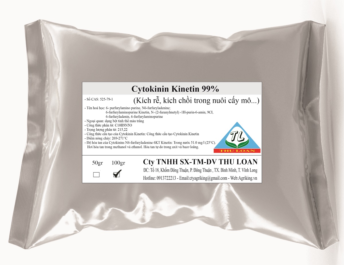 Cytokinin Kinetin 99% (Kích rễ, kích chồi trong nuôi cấy mô...) gói 100g