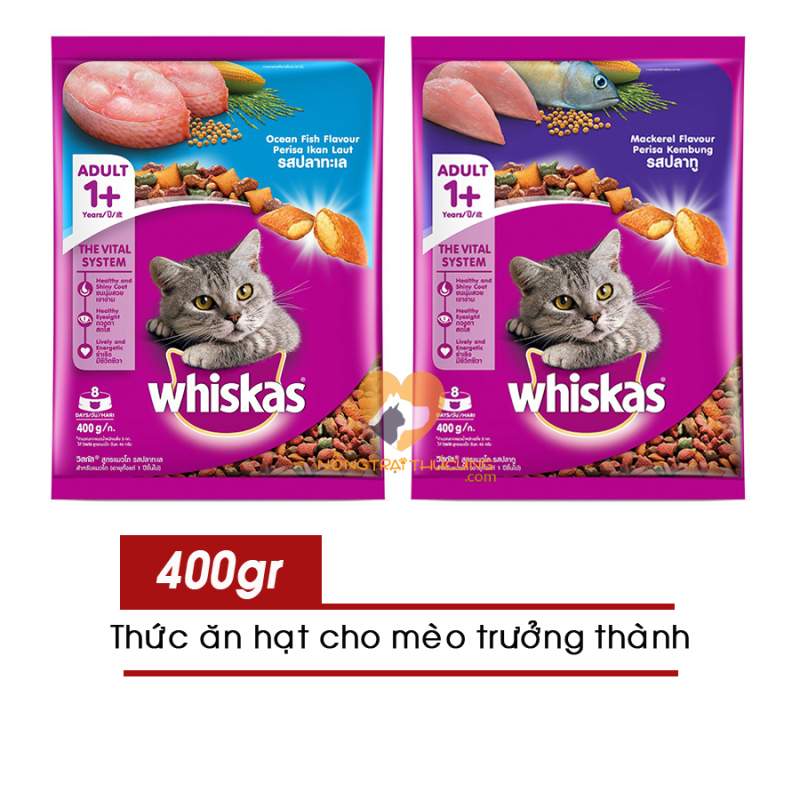Thức ăn hạt cho Mèo Lớn Whiskas Gói 400g - [Nông Trại Thú Cưng]