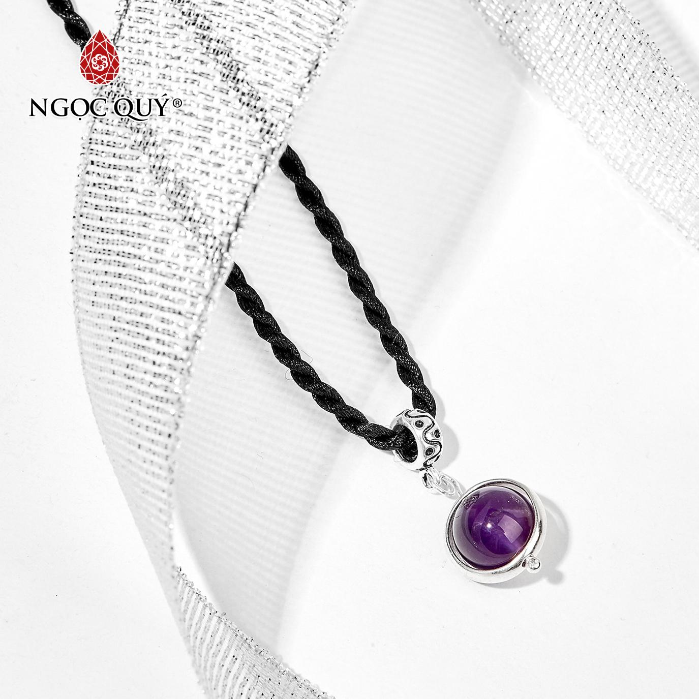 [HCM]Mặt dây chuyền đá thạch anh tím phối bạc mệnh hỏathổ (màu tím) - Ngọc Quý Gemstones