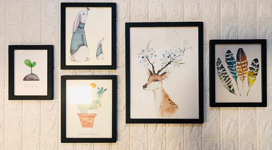 Ka107 deer art composite wall art photo frame (get 1 set of photo)