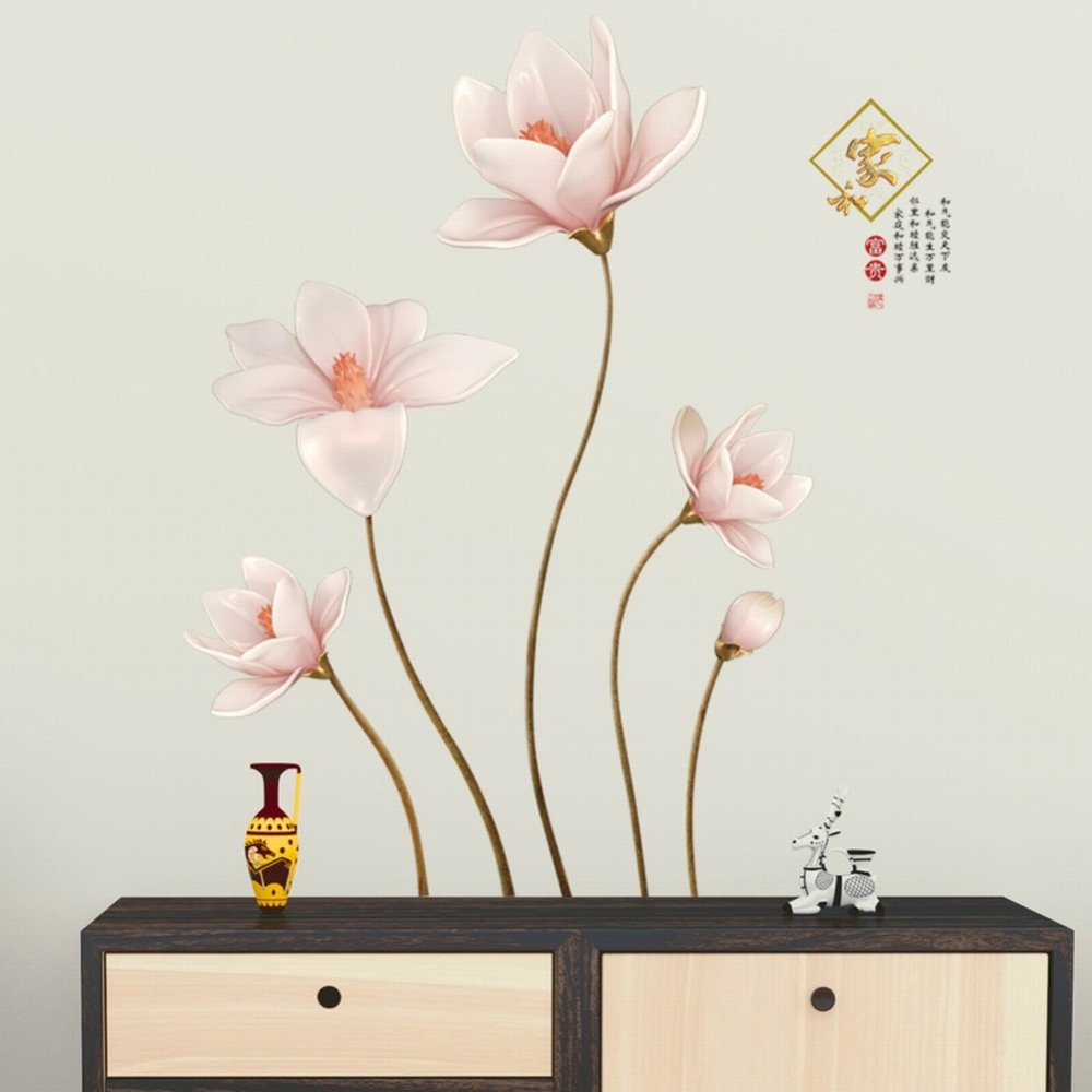 Decal dán tường hoa búp hồng