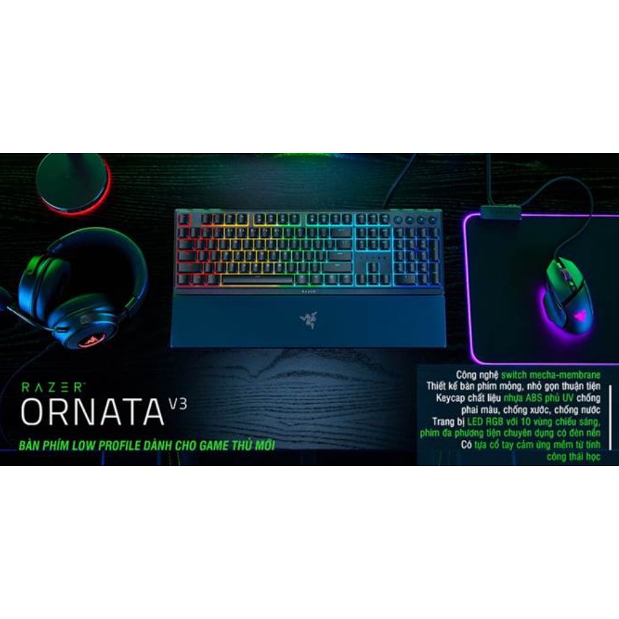 Bàn Phím Chơi Game Razer Ornata V3-Low Profile Gaming Keyboard/ RZ03-04460100-R3M1 - Hàng Chính Hãng
