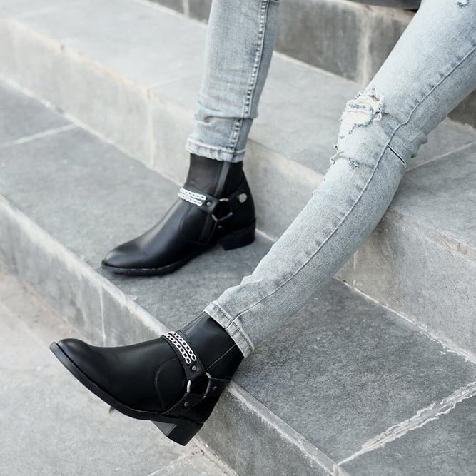 Giày Harness Boots Giày Da Bò Cao Cấp ,Bảo Hành 12 Tháng.