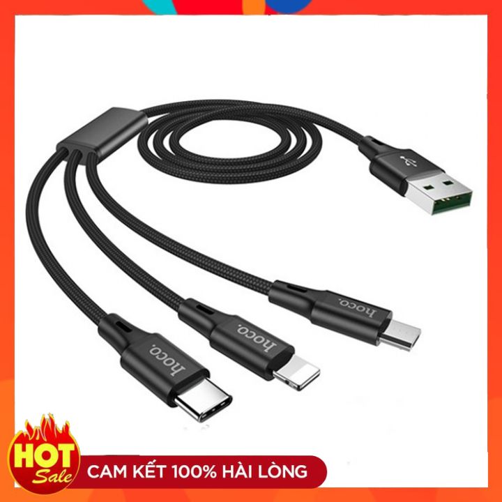 Cáp sạc nhanh dây dù hoco du10 3in1 3a 1m