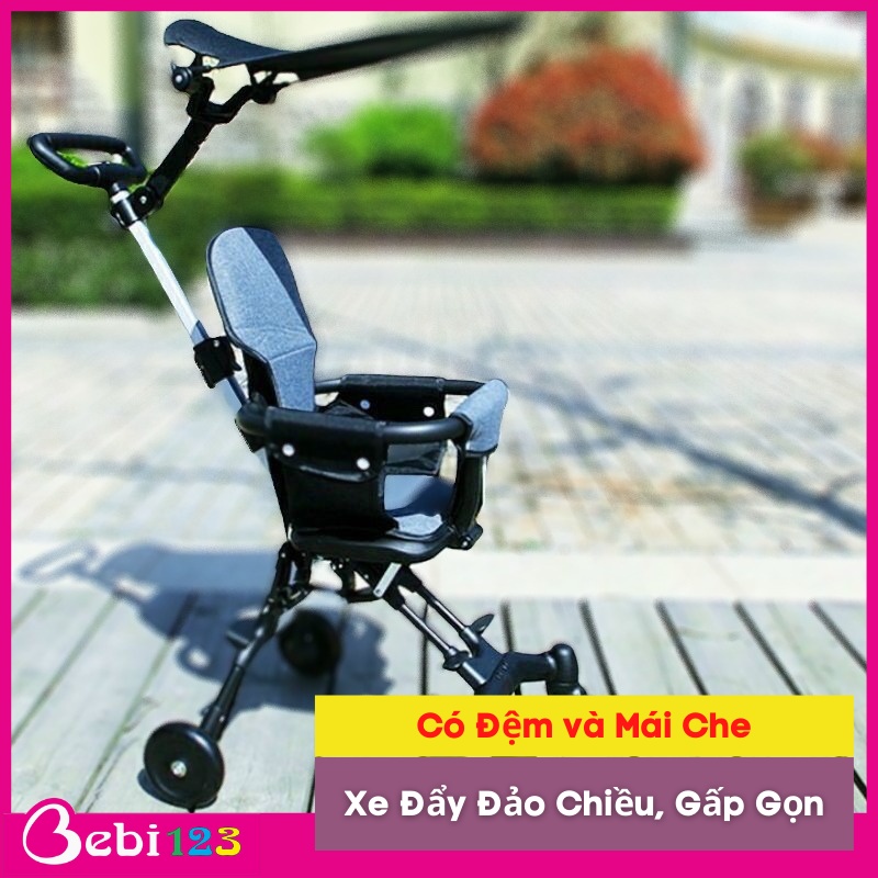 Xe đẩy đảo chiều gấp gọn có đệm cho bé