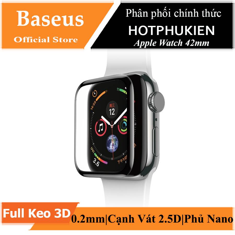 [HCM]Miếng dán kính cường lực Full 3D BASEUS cho Apple Watch 42mm (Mỏng 0.3mm Full HD Vát cạnh 3D hạn chế vân tay) - Phân phối HotPhuKien