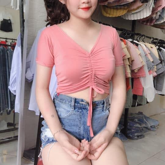 Áo Croptop Tay ngắn rút dây