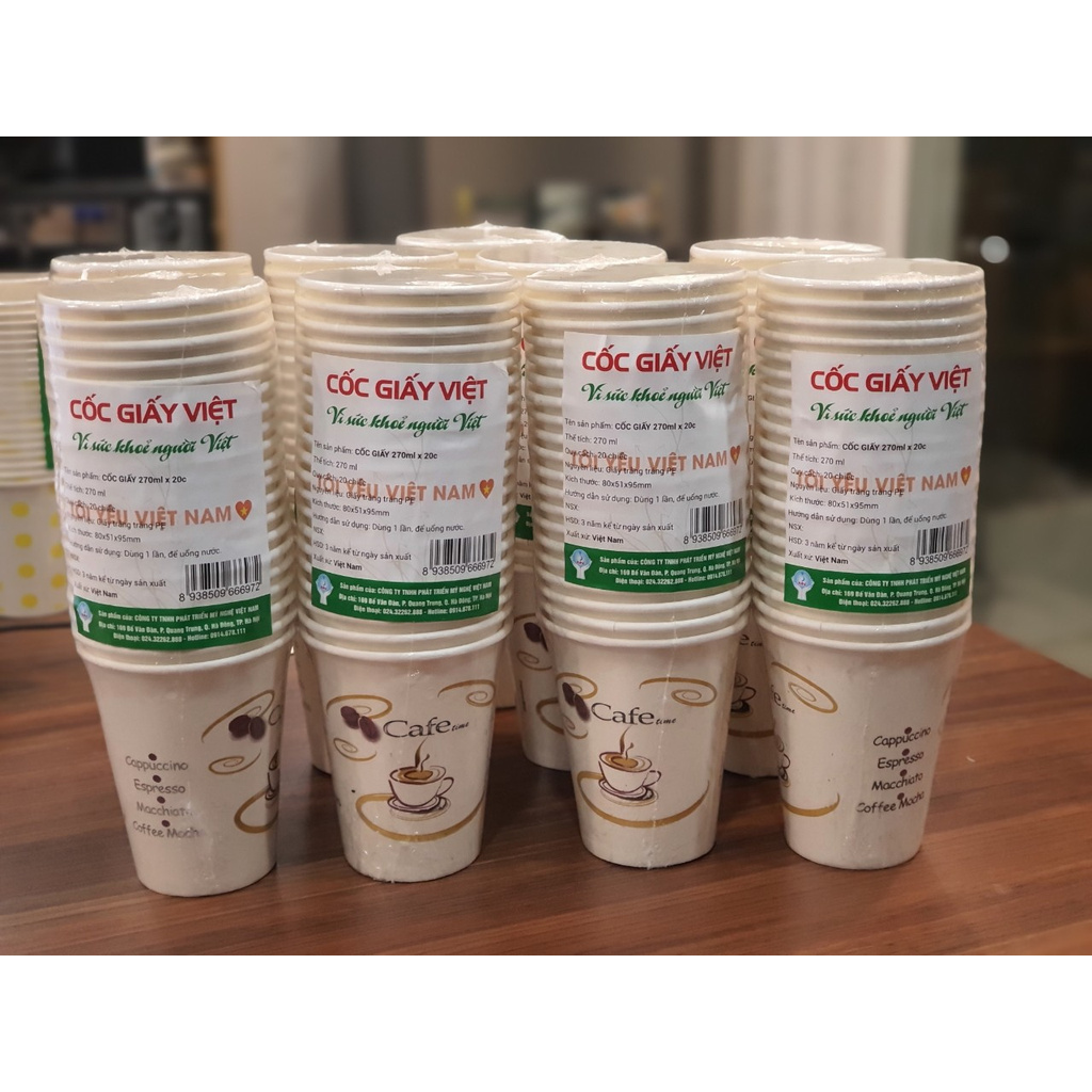 Cốc giấy Việt, lốc 20 chiếc 270ml