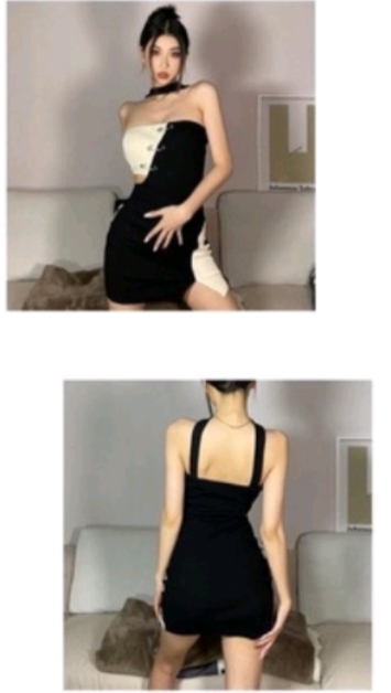Đầm ôm body phối đọc lạ chất thun Gân dày dặn co giãn 4 chiều