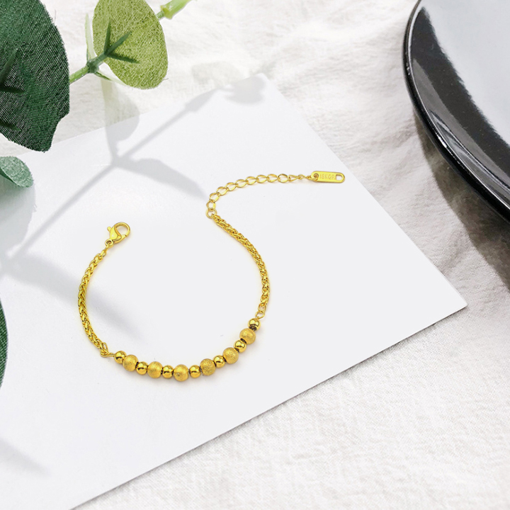 Lắc tay vòng đep tay nữ titan bi phun cát cá tính mạnh dễ thương không đen không gỉ xài nước tốt - Người Đẹp Vì Lụa