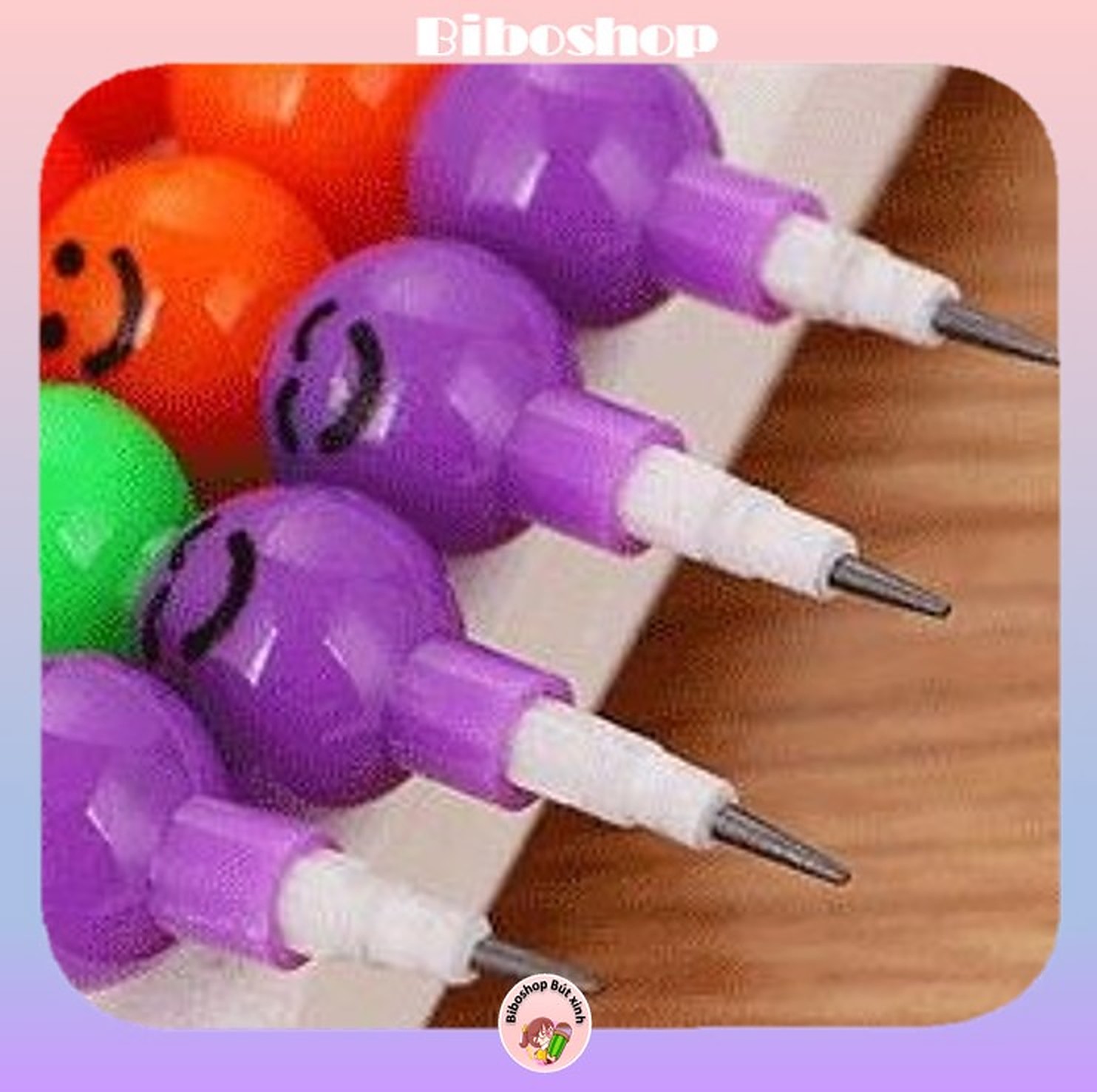 Bút chì khúc nhiều màu icon cảm xúc | Biboshop