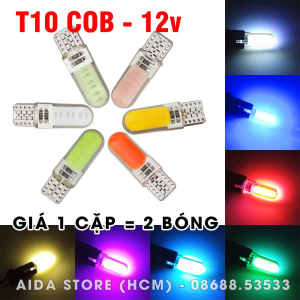[HCM]Cặp (02 bóng) đèn LED demi xi nhan chân T10 12 chip COB