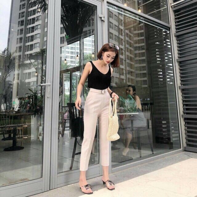 Quần Baggy nữ  Đai Vuông