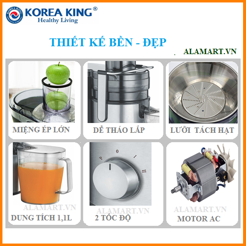 MÁY ÉP TRÁI CÂY KOREA KING PJ-800BS ( 800W- MIỆNG ÉP LỚN)