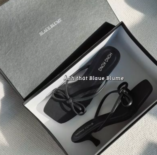 𝐁𝐥𝐚𝐮𝐞𝐁𝐥𝐮𝐦𝐞🦋Dép lê nơ Blaue Blume gót 4cm