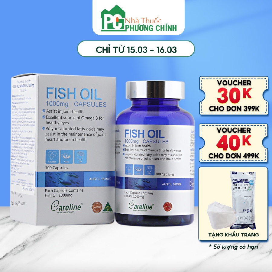 Dầu Cá CareLine Fish Oil- Bổ Sung Dầu Cá Tự Nhiên, DHA, Cải Thiện Trí Nhớ