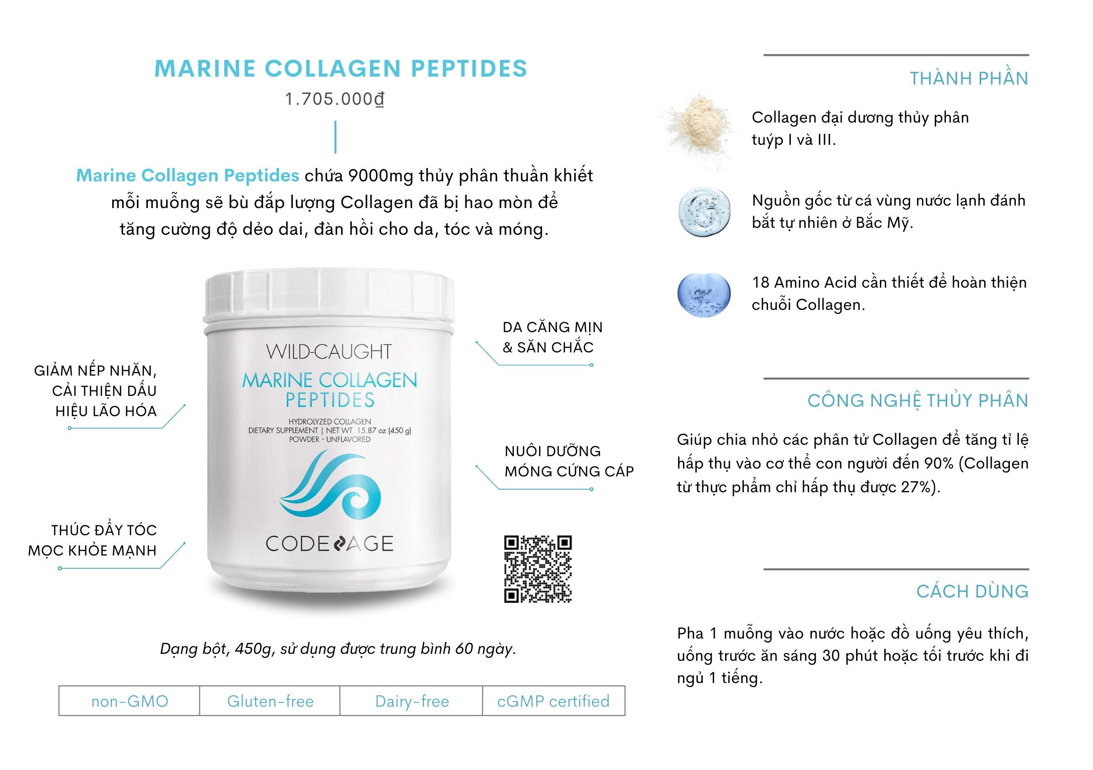 hàng nhập khẩu - bột uống collagen thuỷ phân code age wild caught marine 2