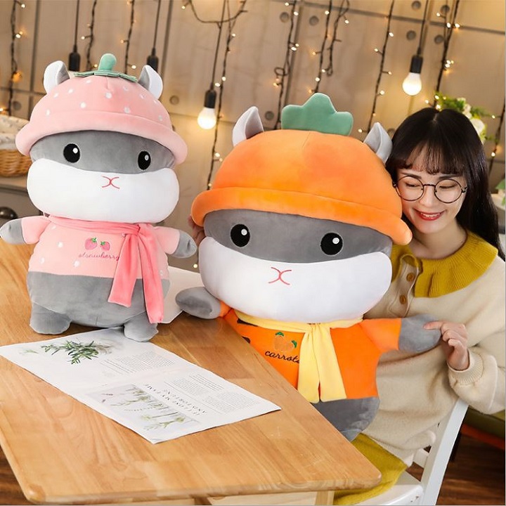 Gấu bông chuột hamster đội mũ trái cây