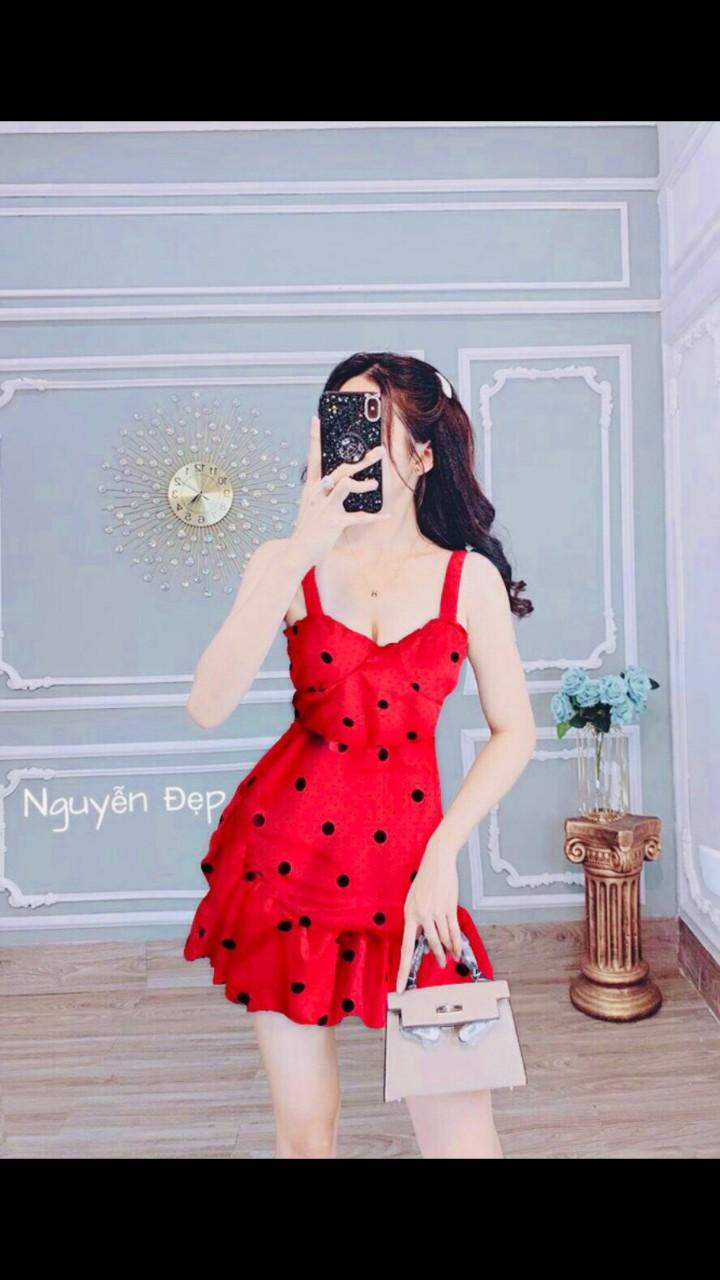 Đầm hai dây chấm bi cực yêu mtsqh50