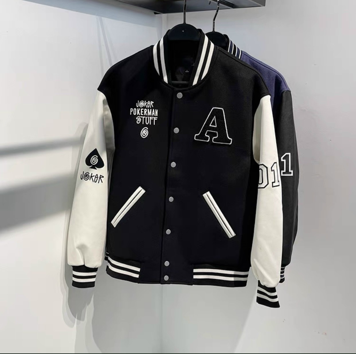 [HCM][Có Feedback] Áo khoác varsity "A" bomber nam nữ vải kaki phong cách Hàn Quốc họa tiết trơn cổ Cardigan tròn dạng nút bấm tay da thoáng mát