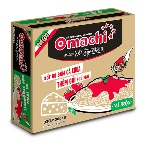 Mì omachi mì trộn xốt spaghetti gói - thùng 30 gói x 90g