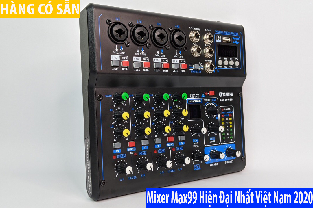 MIXER KẾT HỢP VANG SỐ YAMAHA MAX99 – MIXER MAX99 TÍCH HỢP 16 CHẾ ĐỘ VANG SỐ CHUYÊN DỤNG CHO LIVESTREAM ,KARAOKE ÂM THANH CHUYÊN NGHIỆP Mixer MAX99 Tích Hợp Màng Hình LED Và Bluetooth, Kết Nối Không Dây