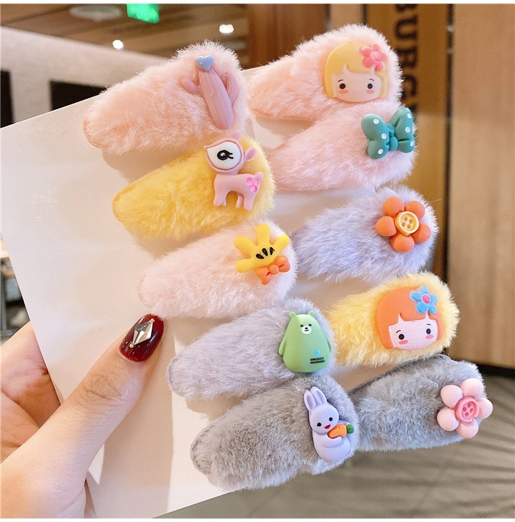 [HCM]Set 5 kẹp tóc lông nhung cho bé siêu xinh phong cách tiểu thư