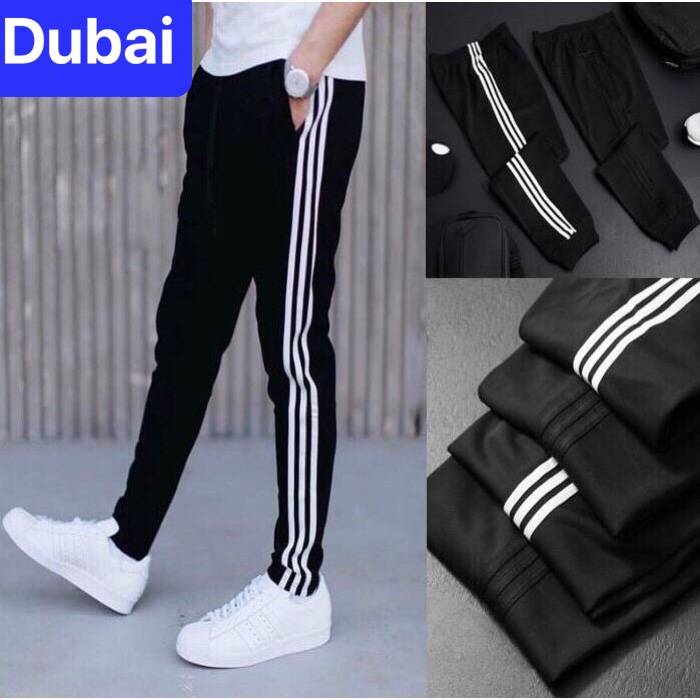 QUẦN JOGGER THỂ THAO NAM NỮ ĐEN 3 SỌC TRẮNG CHẤT NỈ DÀY DA CÁ HÀN QUỐC SIÊU HOT TREND CAO CẤP - DUBAI FASHION