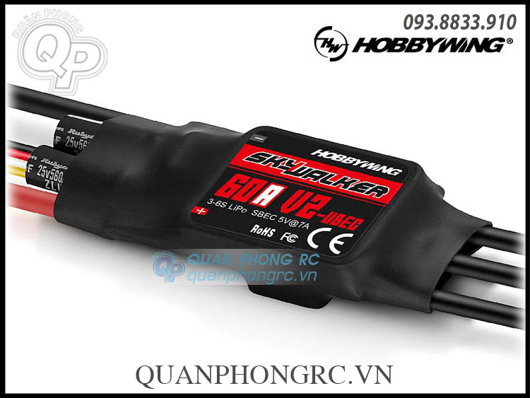 Điều tốc Hobbywing Skywalker 60A V2 UBEC Brushless ESC (3-6S) 30216101