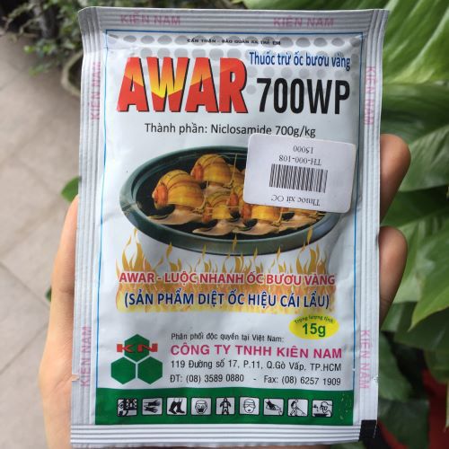 Chế phẩm phòng và xử lý ốc bưu vàng gây hại awar 700wp gói 15gr