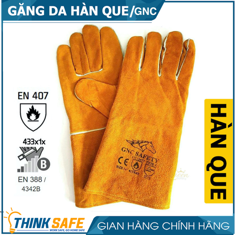 Găng tay bảo hộ da hàn GNC thấm hút mồ hôi, chống cháy, chịu nhiệt, độ bền cao, bao tay hàn cắt chuyên dùng - Bảo hộ Thinksafe