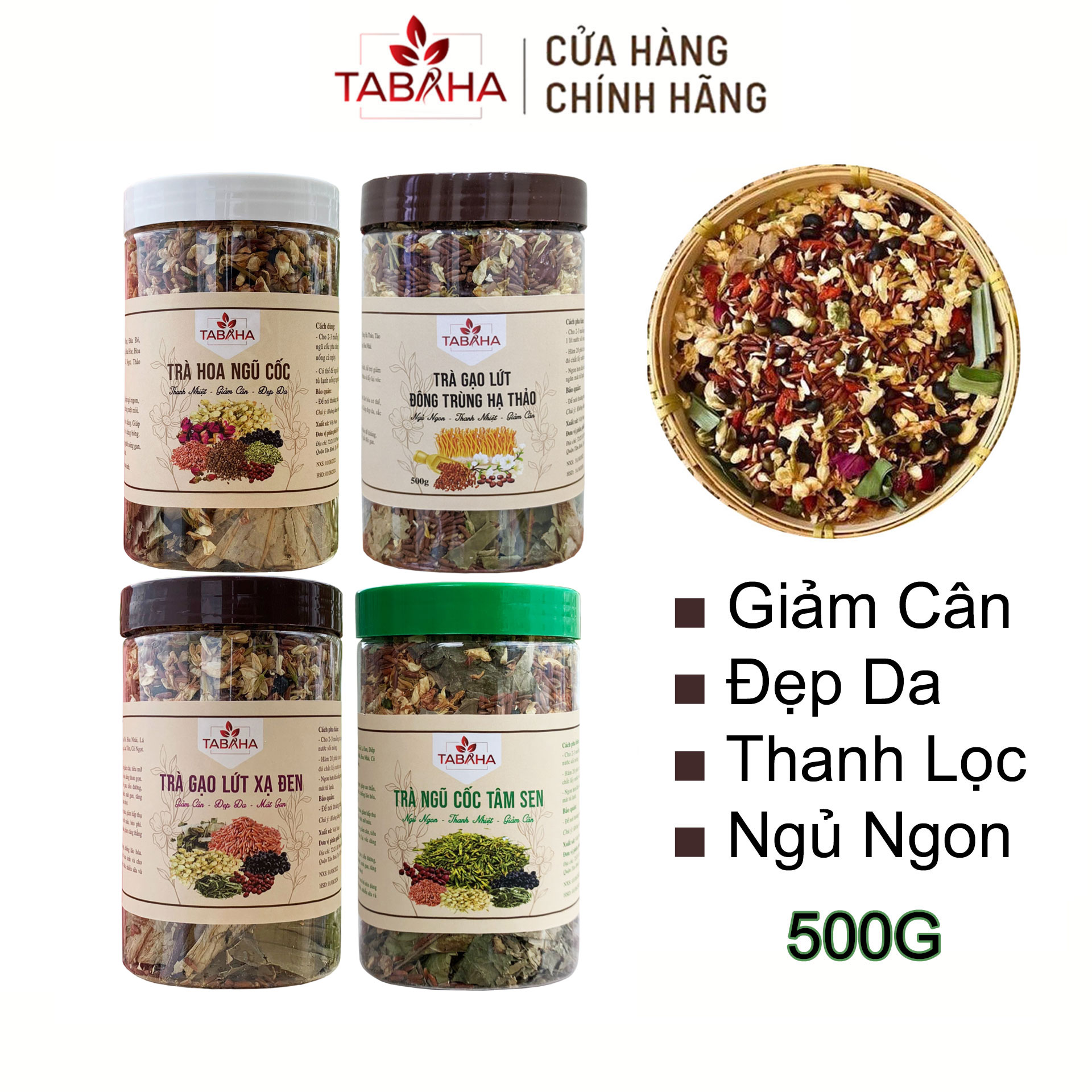 Trà Hoa Ngũ Cốc Gạo Lứt - Tâm Sen - Xạ Đen