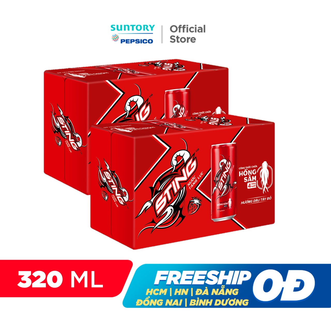 [Sale 25.10-Vc 12%] Combo of 2 Boxes of 24 Cans of Sting Strawberry Energy Drink (320Ml/Can)