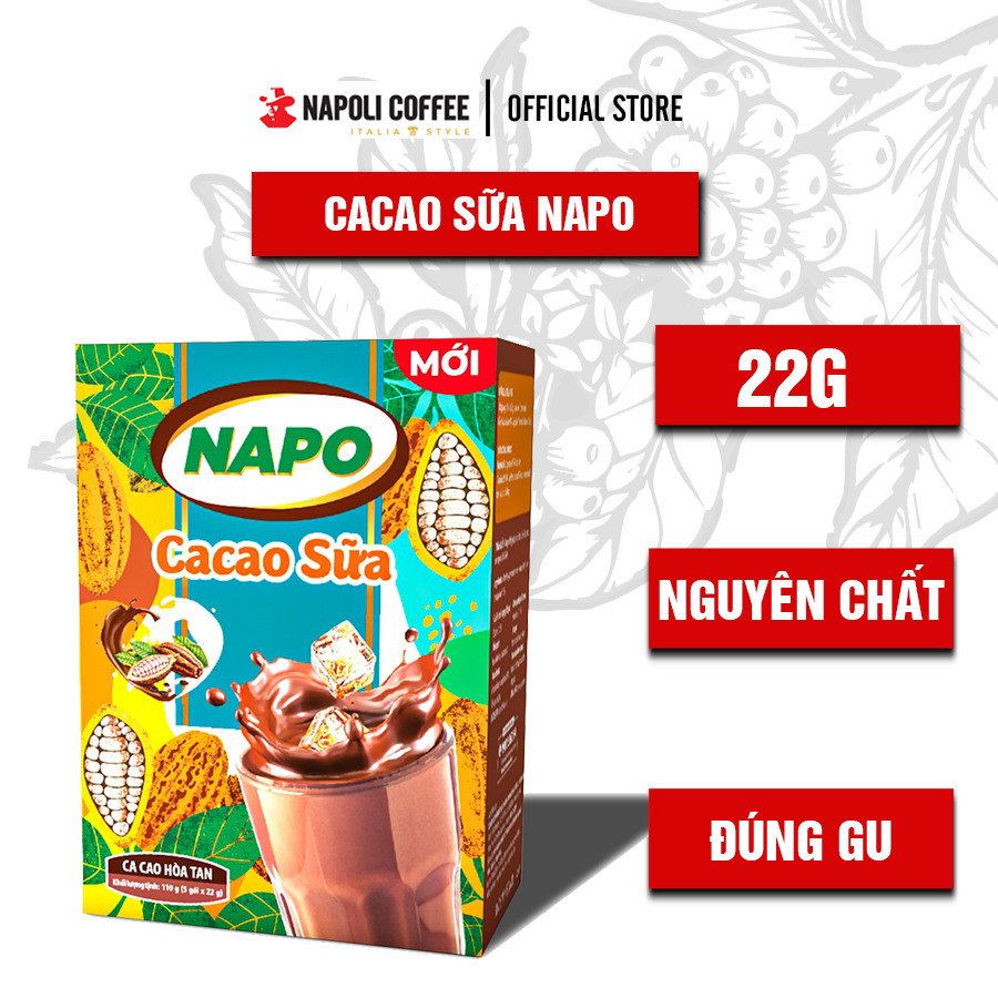 CACAO NAPO Sữa Hòa Tan Napoly Coffee Giúp Bổ Sung Năng Lượng Cho Buổi Sáng, Uống Liền Tiện Lợi - Gói x 22g