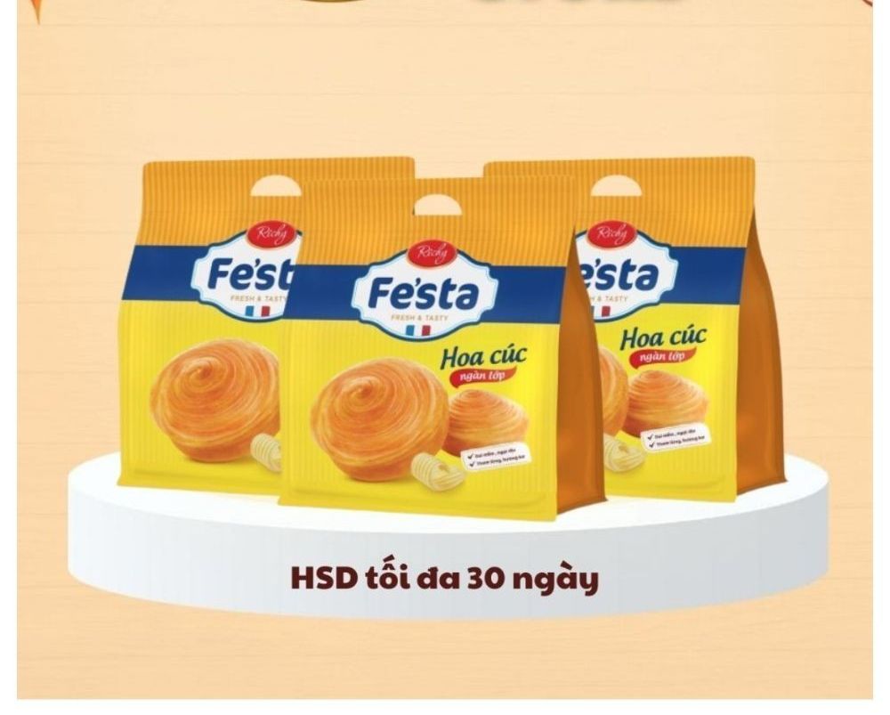 Combo of 3 bags of Festa Richy thousand-layer chrysanthemum bread - Date 30 days from manufacturer